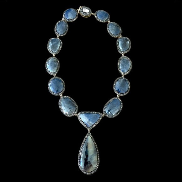 Sapphire Diamond Statement Necklace - Picture 1 of 14